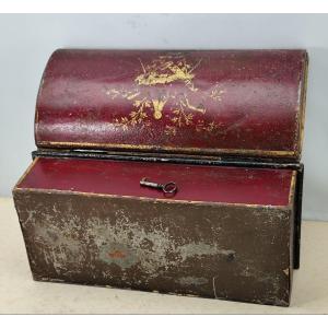 Freemason's Box, Painted Sheet Metal, 19th Century
