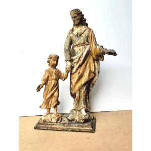 Sculpture 17-18e Siècle : St Jean L’évangéliste Et L’enfant, Discovery Condition