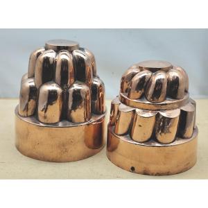 Two Copper Top-shaped Molds, France, 19th Century