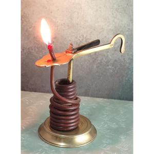 Turned Bronze Wax Holder, Flanders 18th Century, Simple But Rare