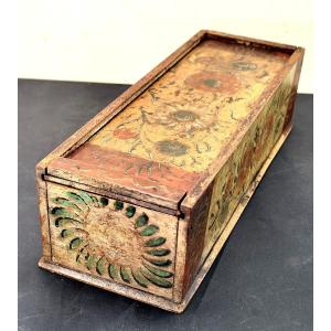 Alpine Folk Art, 18th Century: Painted Wooden Candle Box