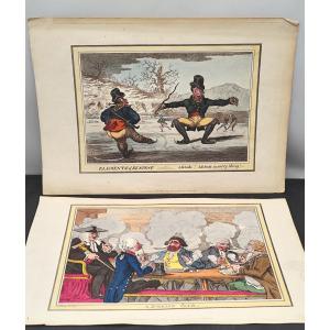 Two Fine Social Caricatures By James Gillray, Published By Miller And Blackwood, Early 19th Cen