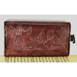 Bullfighting And Tobacco: Bullfighting Cigar Case In Embossed Leather, Late 19th Century