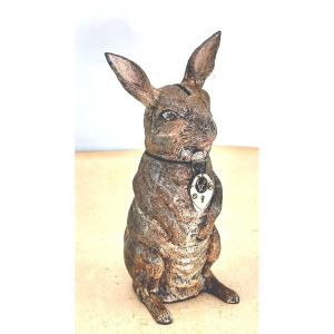 Rabbit Money Box, Nuremberg Lead, With Its Padlock, A Pretty Toy Circa 1900