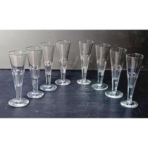8 High Flutes Cut Blown Crystal, Empire Model, Early 19th Century