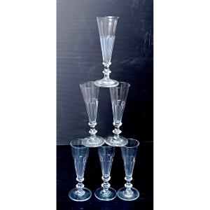 6 Flutes Cut Blown Crystal, Louis Philippe, St Louis Or Baccarat