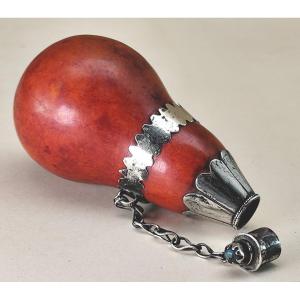 Snuffbottle Coloquinte And Silver, Samarkand Region, Jewel Stopper