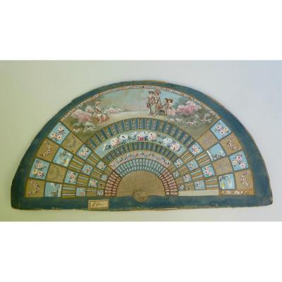 Curiosité: Fan Model Gouache For Trade About 1900