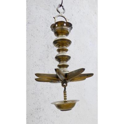 Oil Chandelier, Hebraic, Bronze Faded Star, Louis XIV