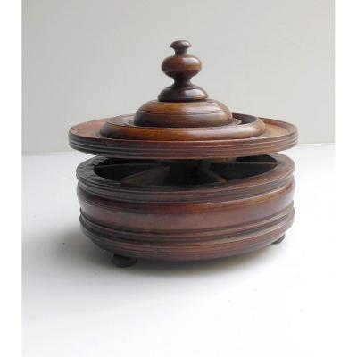 Spice Box, 18thc Turned Wood, Primitive, Rhone Valley