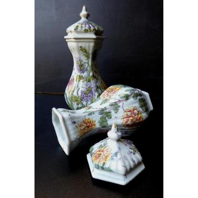 Nove, Near Venice, Pair Of Covered Jars, 1900', Signed