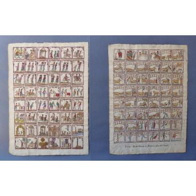 2 Paper Games Eighteenth: Bullfighting, And Travels, By Piferrer In Barcelona