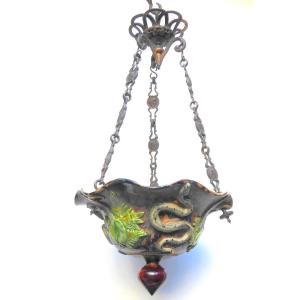 Palissy Suite, 19th Century, Suspension Snakes And Ferns