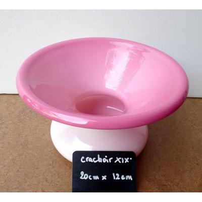 Médical: Spitoon, Crystal Blown Doubled Pink, Circa 1840