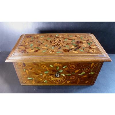 Coffret 18e Incrusté De Couleurs, Sceau De Salomon, Cœurs Enflammés,