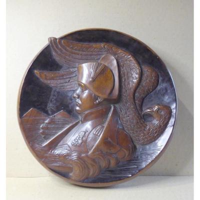 Napoleon , Large Carved  Round Bas Relief, 19th Century