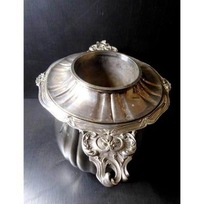 Dry Bottle Bucket, Silver Melon Ribs Cooler, Circa 1900