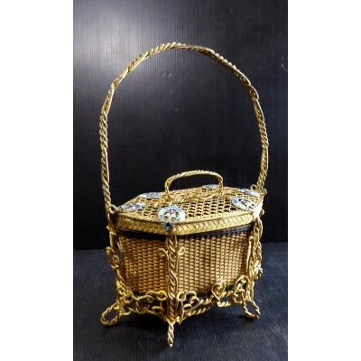 Precious Chocolate And Candy Gilt Basket, Rue De La Paix, Paris 1860