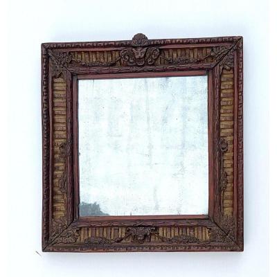 Provencal Primitive Mirror , Hackberry Carved, Nineteenth,