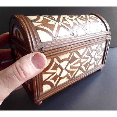 Small Renaissance Box, Bone And Fruitwood Inlaid