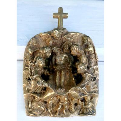 Foisonnante Entombment, Work Of An Inspired Sculptor, Bronze, High Relief