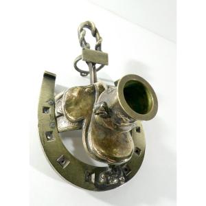 Rider Bronze Chamberstick Signed Alphonse Giroux, 1850