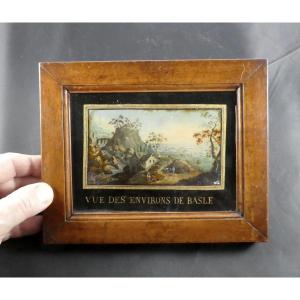 Switzerland, Basel Landscape,  Underglass Painting 19th Century