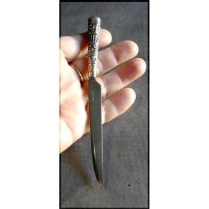 Stiletto Genovese, Stylet Génois  XVIIIe, bel état, argent et acier, objet rare -M-