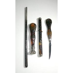 Tortoiseshell And Silver: Napoleon III Writing Tools, Good Quality.