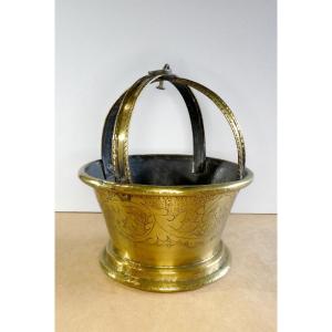  Suspension Laiton Joliment Gravé, Du 19e Siècle : Braisière de chambre