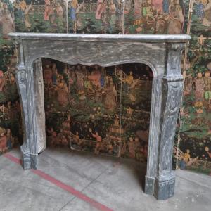 19th Century Louis XV Style Fireplace In Turquin Blue Marble