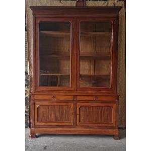 Large Library Two Bodies In Solid Mahogany Middle XIXth