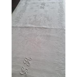 Nappe Damassée à Décor De Chasse à Courre XIXème