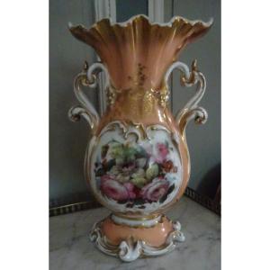 Decorated Vase From The Louis Philippe Period In Paris Porcelain