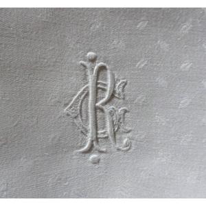 Rectangular Damask Tablecloth With Rice Grain Decoration, Late 19th Century