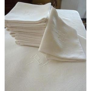 Rectangular Granite Tablecloth And Its 12 Art Deco Napkins