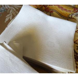 Set Of 11 Very Large Napkins With Geometric Decoration From The Early 20th Century