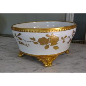 Late 19th Century Planter Or Centerpiece In Decorated Porcelain