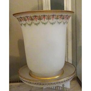 19th Century Decorated Opaline Flowerpot