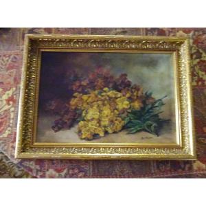 Late 19th Century Paintings, Bouquet Of Wallflowers