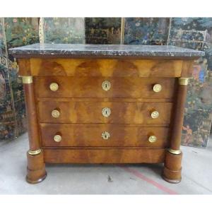 Empire Period Flamed Walnut Chest Of Drawers