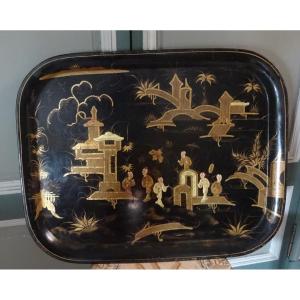 Large Painted Metal Tray, Napoleon III Period