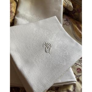 Rectangular Tablecloth And Napkins With Art-deco Motif