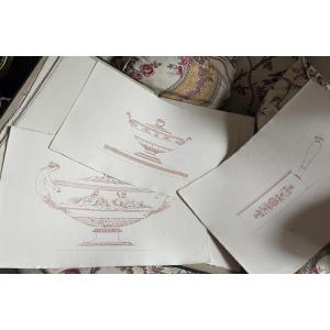 Beautiful Set Of 50 Engravings Depicting Empire-style Goldsmiths' And Silversmiths' Pieces.
