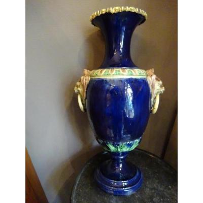 Large Vase Enamelled Faience Late Nineteenth