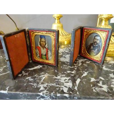 Pair Of Miniatures On Ivory Late Nineteenth