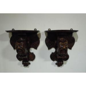 Pair Of Wall Consoles In Walnut 19th