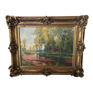 Louis Raoul Guiraud Landscape Oil On Canvas