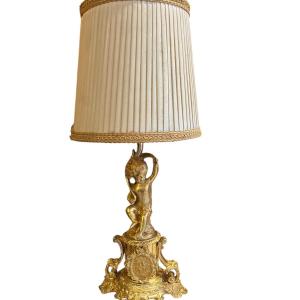 Gilded Bronze Cherub Lamp 