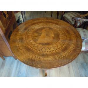 Gueridon En Marqueterie Italie 19eme Siecle